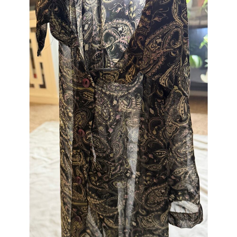 Penman’s Sheer Paisley Button Front Blouse Women Approx M Boho Lightweight - Picture 5 of 9